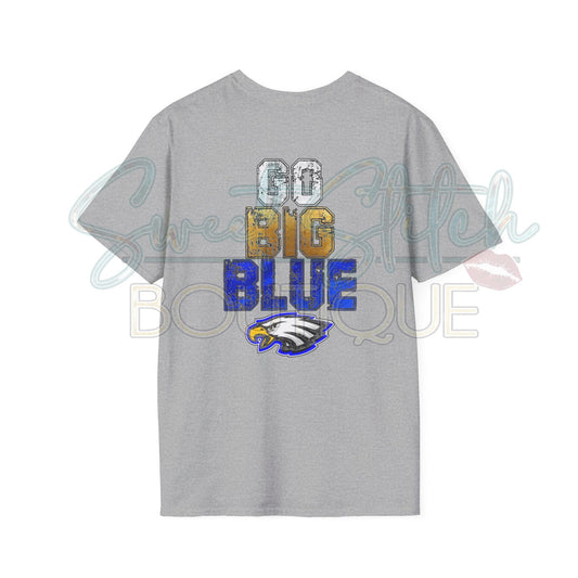 "Go Big Blue" W.S. Neal Spirit Shirt {Front & Back Print} -- Unisex Softstyle T-Shirt