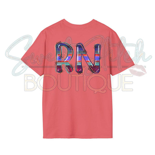 Serape "RN" Design {Front & Back Print} -- Unisex Softstyle T-Shirt