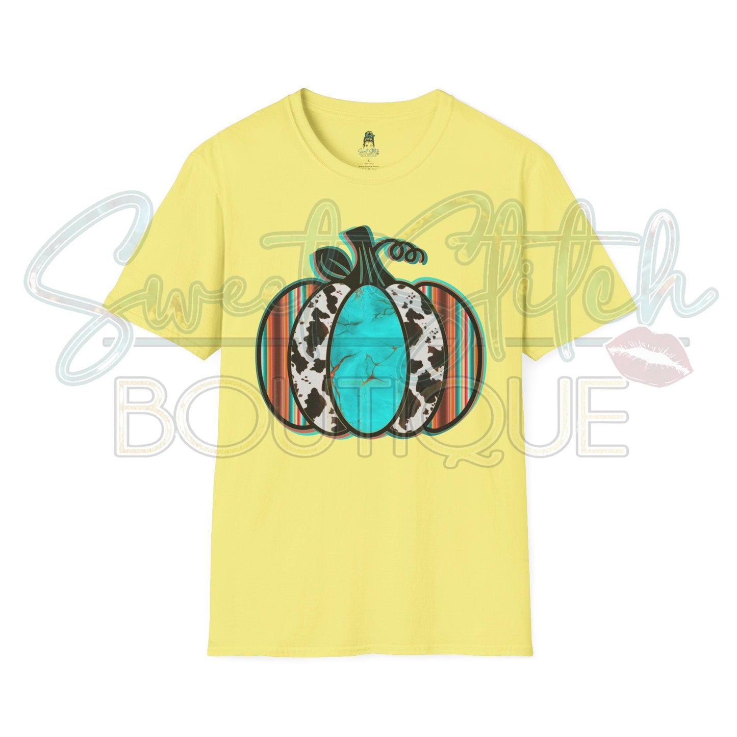 Retro Western Pumpkin {Front Print ONLY} -- Unisex Softstyle T-Shirt