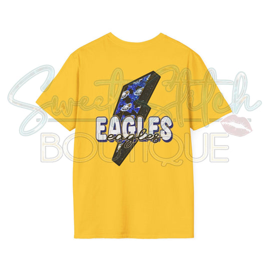 Neal Eagles "Thunderstruck" Style (Blue Bolt) {Front & Back Print} -- Unisex Softstyle T-Shirt