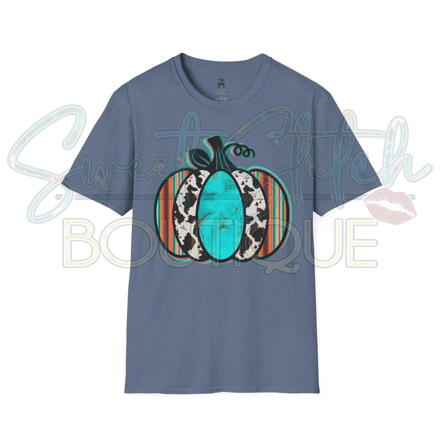 Retro Western Pumpkin {Front Print ONLY} -- Unisex Softstyle T-Shirt