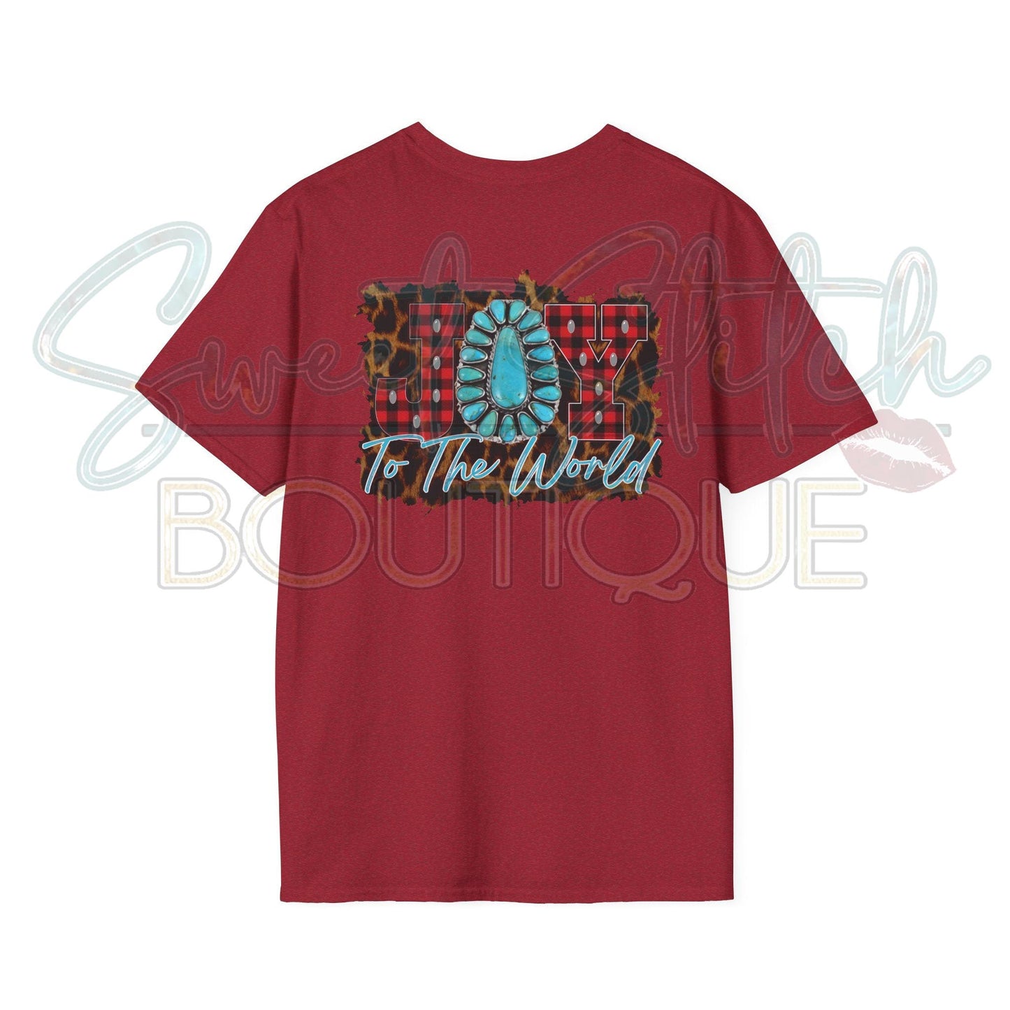 Country Christmas "Joy to the World" {Front & Back Print} -- Unisex Softstyle T-Shirt