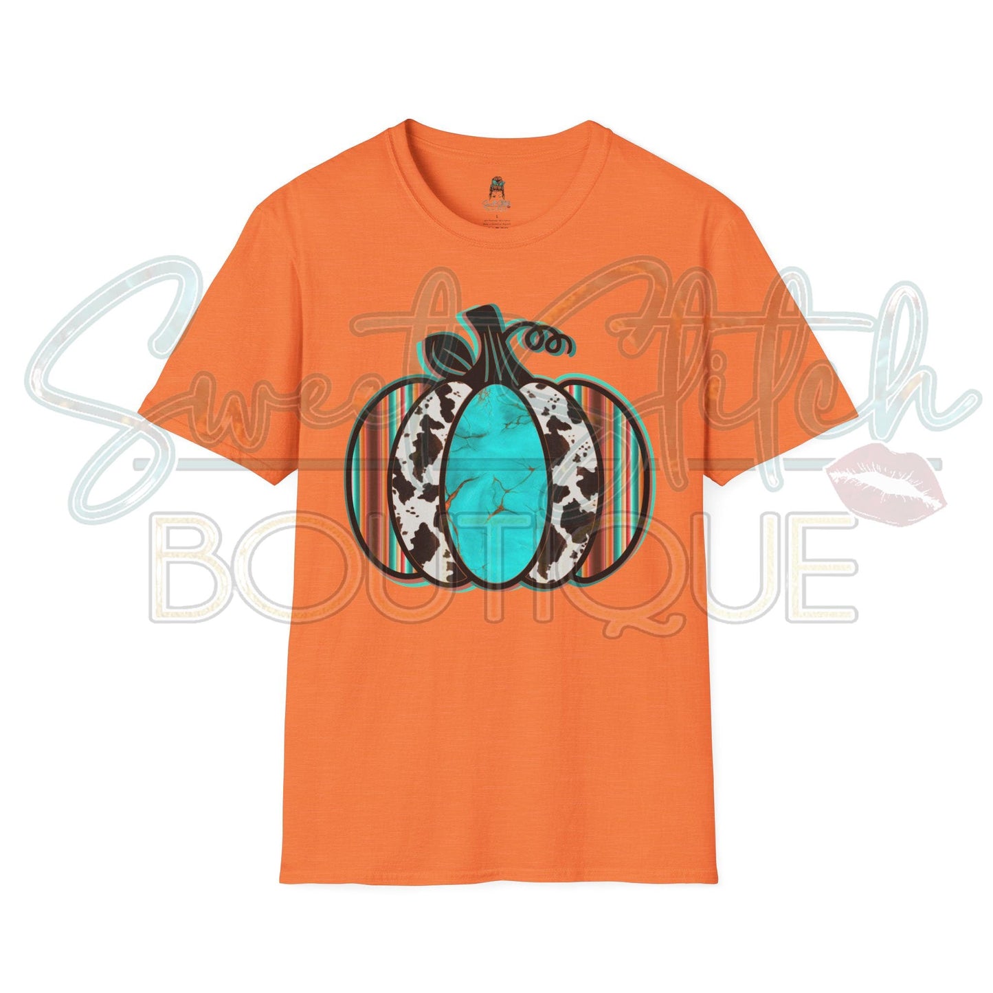 Retro Western Pumpkin {Front Print ONLY} -- Unisex Softstyle T-Shirt