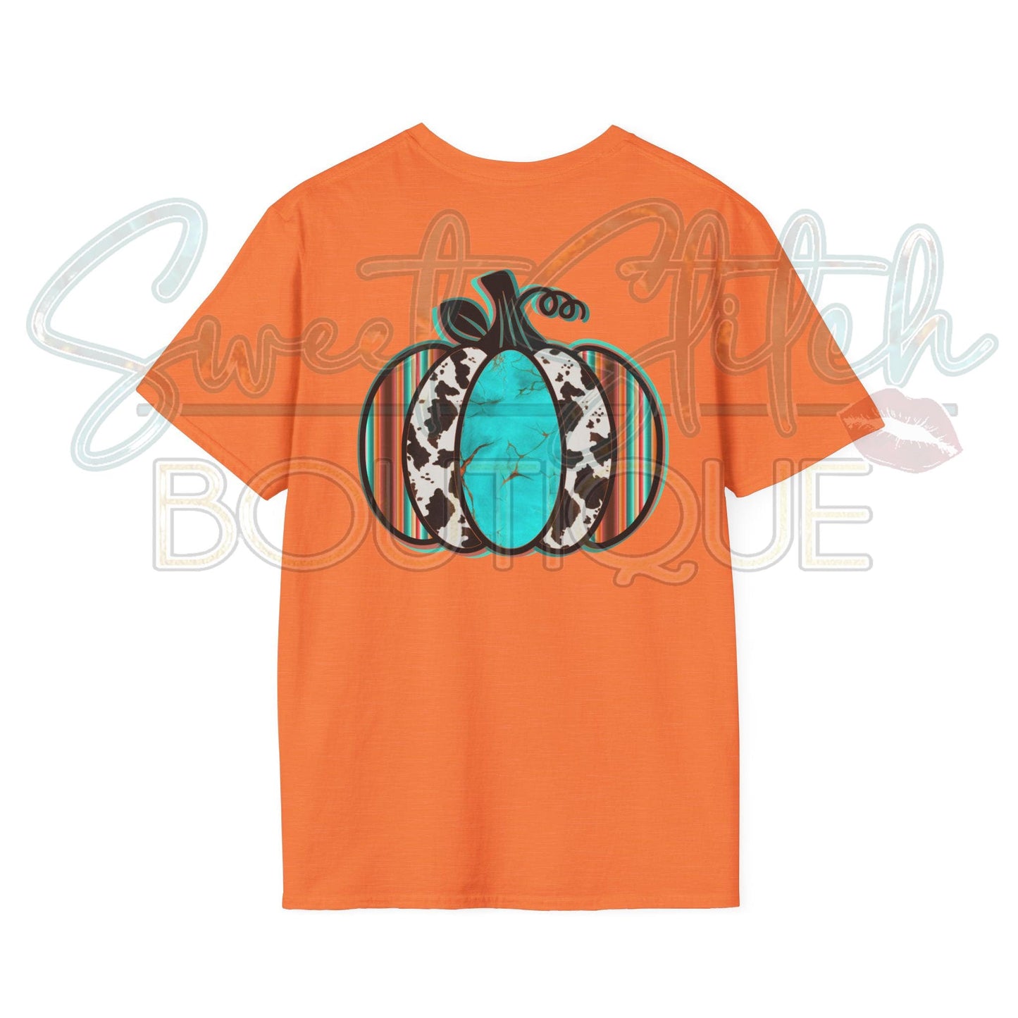 Retro Western Pumpkin {Front & Back Print} -- Unisex Softstyle T-Shirt