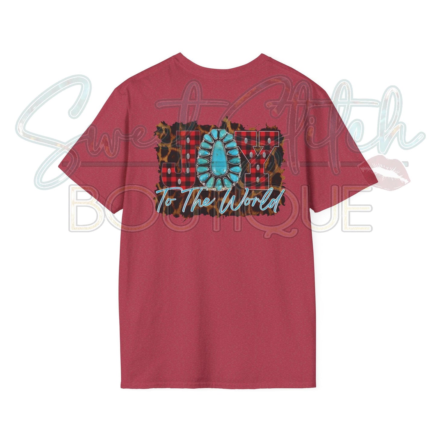 Country Christmas "Joy to the World" {Front & Back Print} -- Unisex Softstyle T-Shirt