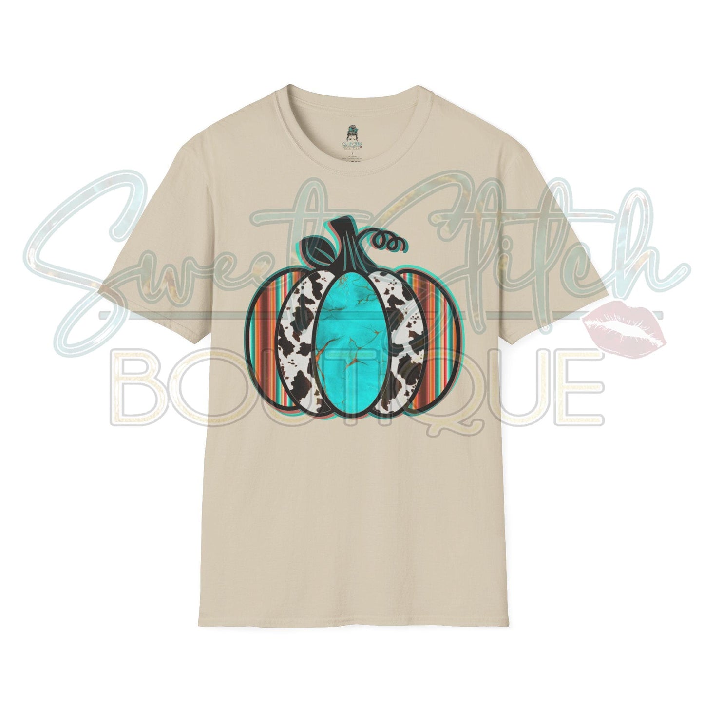 Retro Western Pumpkin {Front Print ONLY} -- Unisex Softstyle T-Shirt