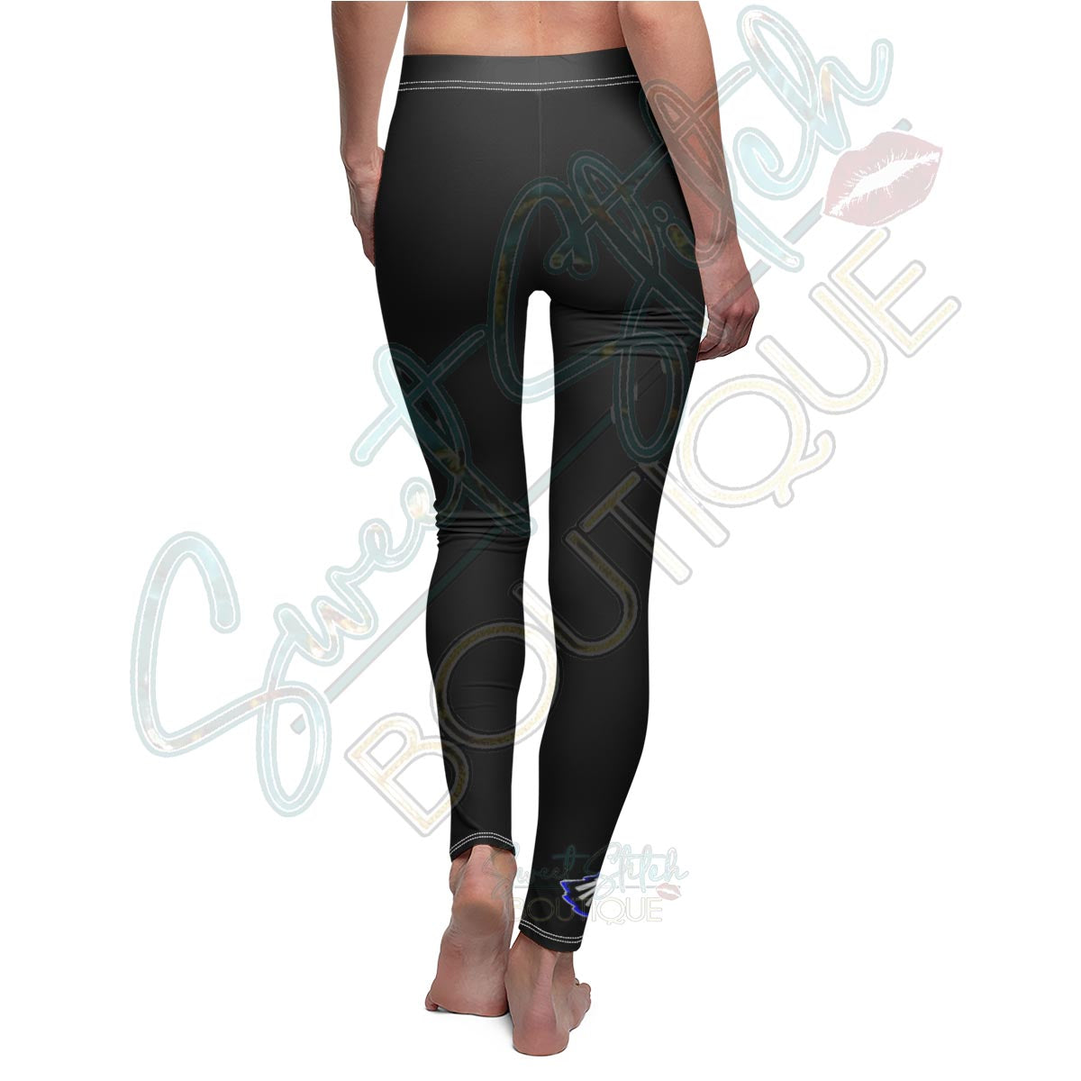 W.S.N Eagles Black Leggings -- Women's Cut & Sew Casual Leggings (AOP)