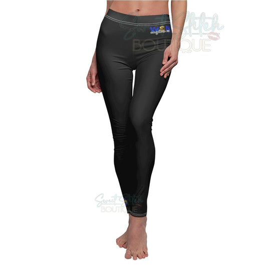 W.S.N Eagles Black Leggings -- Women's Cut & Sew Casual Leggings (AOP)