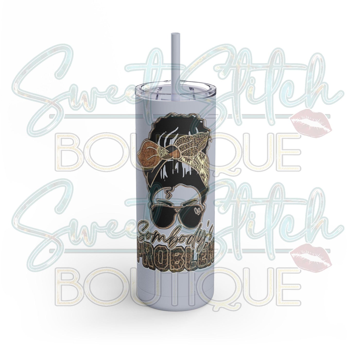 Somebody's Problem 20oz Skinny Tumbler in Dusty Blue