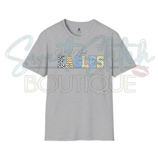 W.S. Neal Eagles Fancy Block Style {Front Print ONLY} -- Unisex Softstyle T-Shirt