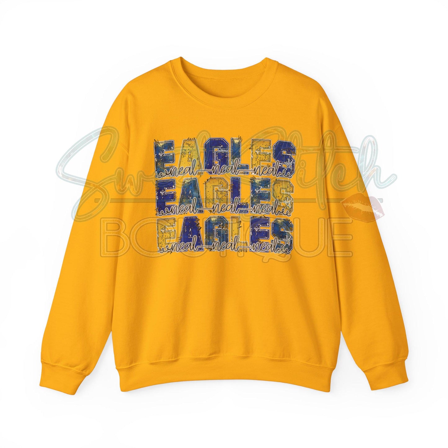 ADULT "Eagles Repeat with Cursive" Style Pullover {Front Print ONLY} -- Unisex Heavy Blend™ Crewneck Sweatshirt