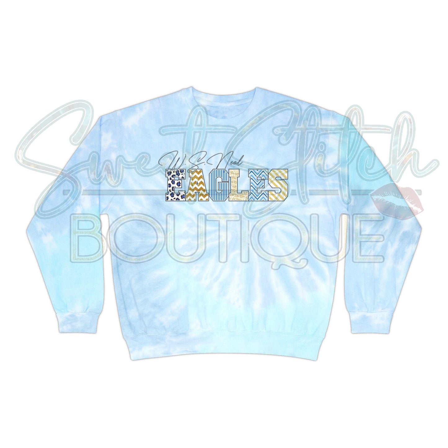 W.S. Neal EAGLES in "Fancy Block" Tie-Dye Sweatshirt Front View